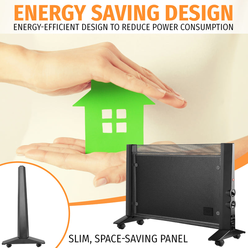 Nyxi Mica Panel Electric Heater 2000W 3 Heat Settings (Black)