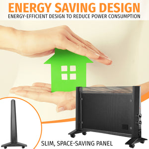 Mica Panel Electric Heater 2000W 3 Heat Settings (Black)