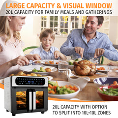 Nyxi Air Fryer Oven 20L with Dual French Glass Doors Digital Control 13 Cooking Modes