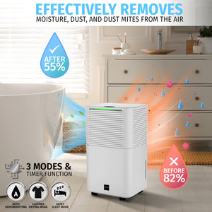 Nyxi Home Dehumidifier 12L per Day, Clothes Drying Function, Continues Drainage, 24 Hours Timer, Removes Condensation, Damp, Moisture and Purifies Air