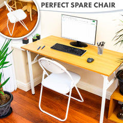 Nyxi Folding Chair Faux Leather Padded (White)