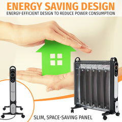 Nyxi Mica Oil Free Panel Heater Electric 2000W with Remote Control 2 Heat Settings