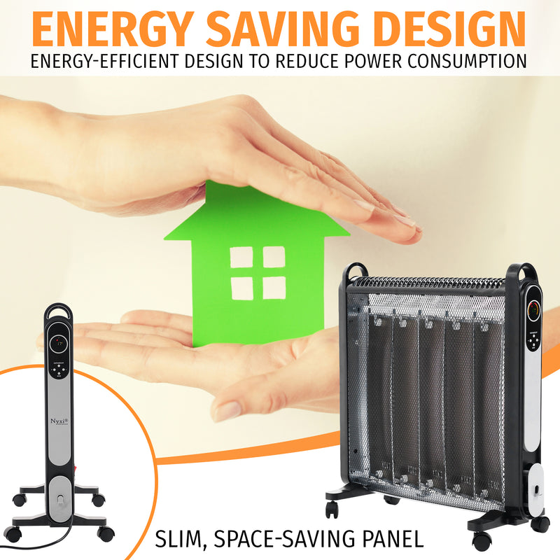 Nyxi Mica Oil Free Panel Heater Electric 2000W with Remote Control 2 Heat Settings