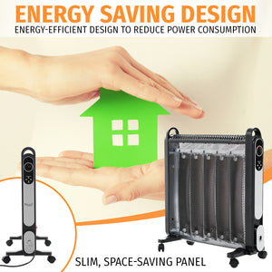 Mica Oil Free Panel Heater Electric 2000W with Remote Control 2 Heat Settings
