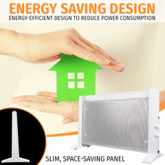 Nyxi Mica Panel Electric Heater 2000W Free Standing 3 Heat Settings (White)