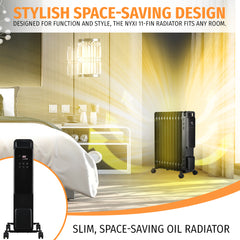 Nyxi 11-Fin Oil Filled Heater 2500W with Remote Control (Black, Model 3904)