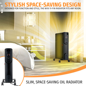 11-Fin Oil Filled Heater 2500W with Remote Control 3 Power Settings