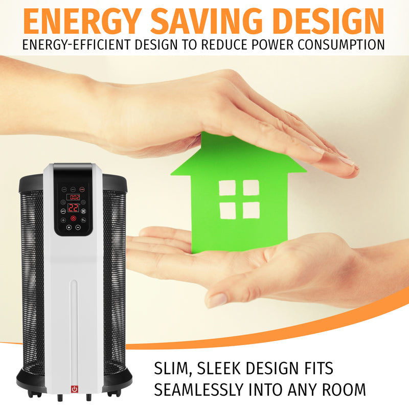 Nyxi Cylindrical Mica Electric Heater 2200W 360° Surround Heating with Remote Control