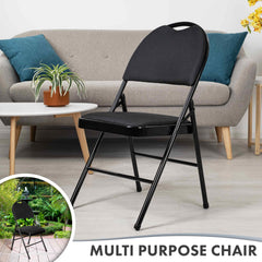 Nyxi Premium Folding Chair Fabric Padded (Black Woven)