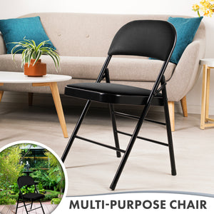 Folding Chair Faux Leather Padded (Black PVC)