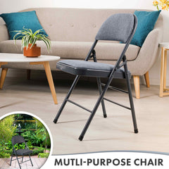 Nyxi Fabrico Folding Chair Fabric Padded (Dark Grey)