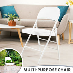 Nyxi Folding Chair Faux Leather Padded (White PVC)
