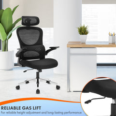 Nyxi Office Chair Ergonomic Computer Desk, Work & Study Chair, High Mesh Back, Foldable 3D Armrests (Black, Model 768)