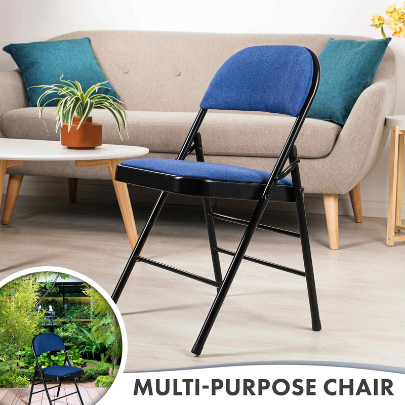 Nyxi Fabrico Folding Chair Fabric Padded (Navy Blue)
