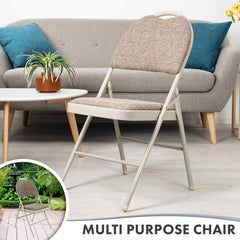 Nyxi Premium Folding Chair Fabric Padded (Cream Fabric)