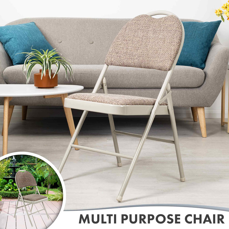 Nyxi Premium Folding Chair Fabric Padded (Cream Fabric)