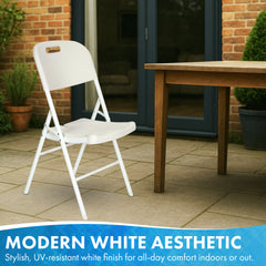 Nyxi Premium Folding Chair – All-White Waterproof Design with Built-in Drain – Foldable Outdoor & Indoor Seat