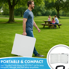 Nyxi 6ft Folding Table – Heavy-Duty & Waterproof (180x74cm) All-White Portable Table