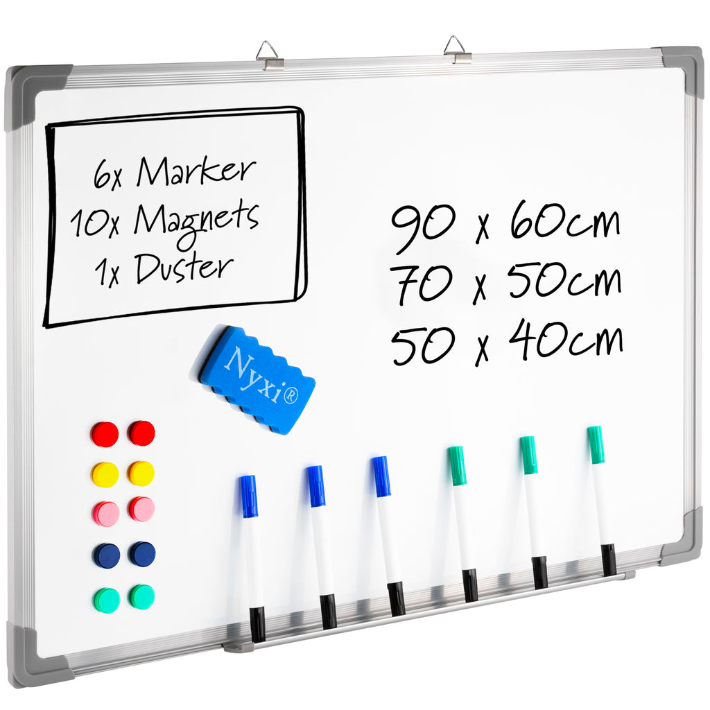 Whiteboard 50cm X 40cm with 6 X Markers 10 Magnets 1 X Duster