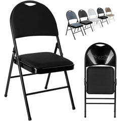 Nyxi Premium Folding Chair Fabric Padded (Black Woven)