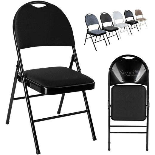 Nyxi Premium Folding Chair Fabric Padded (Black Woven)