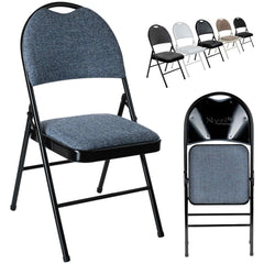 Nyxi Premium Folding Chair Fabric Padded (Blue Fabric)