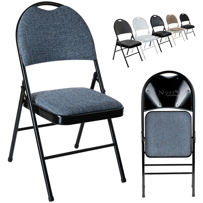 Premium Folding Chair Fabric Padded (Blue Fabric)