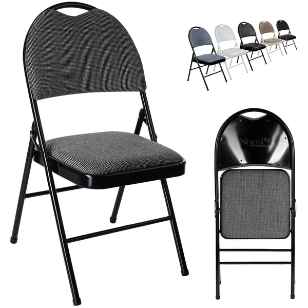 Nyxi Premium Folding Chair Fabric Padded (Grey Fabric)