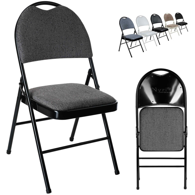 Nyxi Premium Folding Chair Fabric Padded (Grey Fabric)