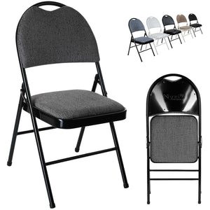 Premium Folding Chair Fabric Padded (Grey Fabric)