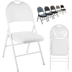 Premium Folding Chair Faux Leather Padded (White PVC)