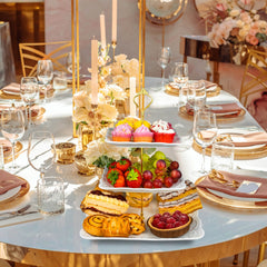 Nyxi Square Ceramic 3 Tier Cake Stand with Gold Fittings