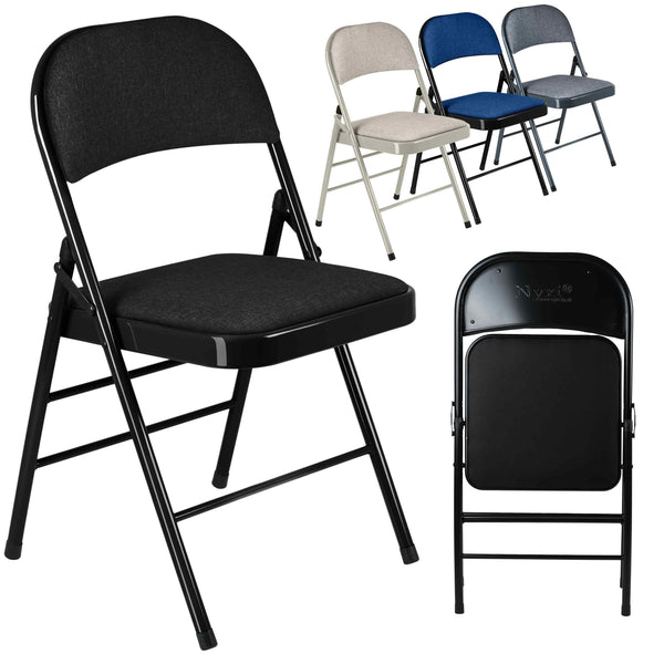 Nyxi Fabrico Folding Chair Fabric Padded (Black)