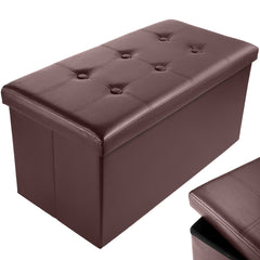 Nyxi Faux Leather Ottoman Storage Box (Brown) - 76 * 38 * 38cm