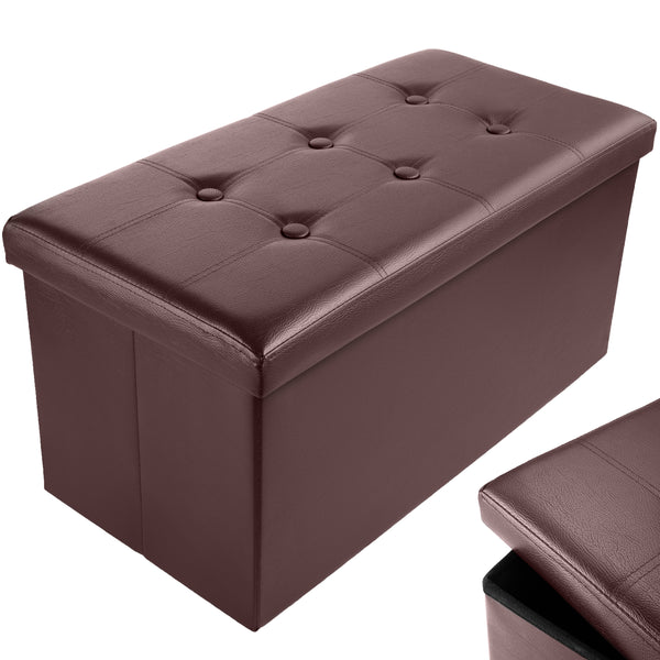 Nyxi Faux Leather Ottoman Storage Box (Brown) - 76 * 38 * 38cm