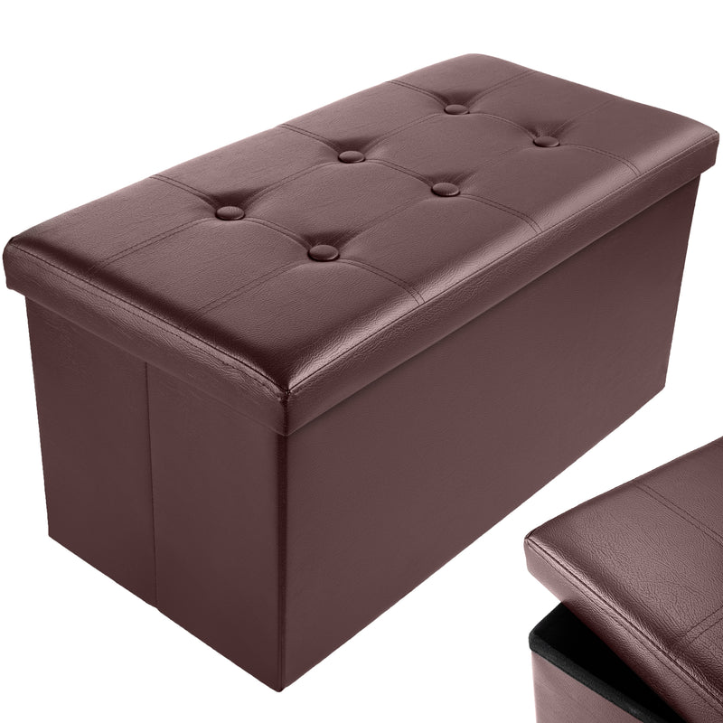 Nyxi Faux Leather Ottoman Storage Box (Brown) - 76 * 38 * 38cm