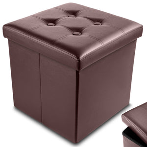 Faux Leather Ottoman Storage Box (Brown) - 38 * 38 * 38cm