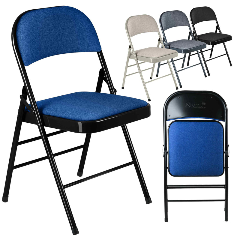 Nyxi Fabrico Folding Chair Fabric Padded (Navy Blue)