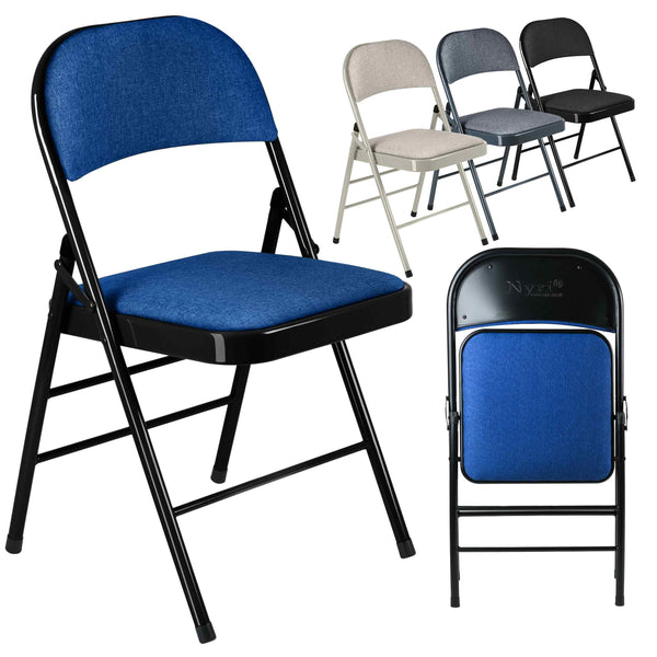 Nyxi Fabrico Folding Chair Fabric Padded (Navy Blue)