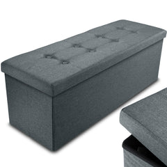 Nyxi Fabric Ottoman Storage Box (Dark Grey) - 110 * 38 * 38cm