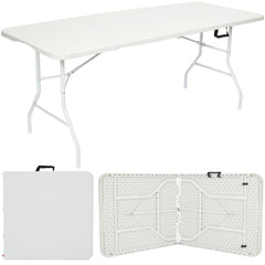 Nyxi 6ft Folding Table – Heavy-Duty & Waterproof (180x74cm) All-White Portable Table