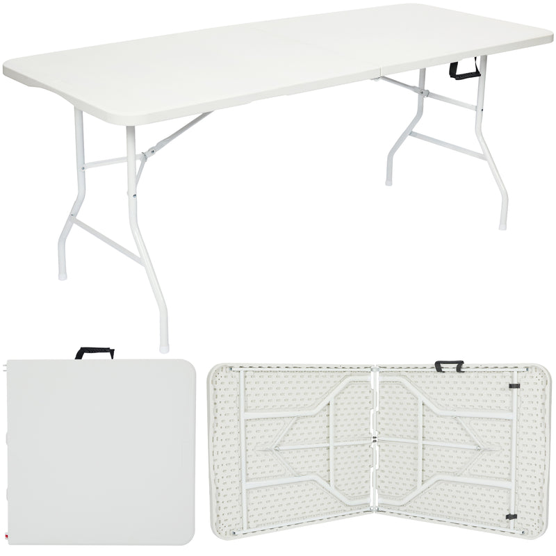Nyxi 6ft Folding Table – Heavy-Duty & Waterproof (180x74cm) All-White Portable Table