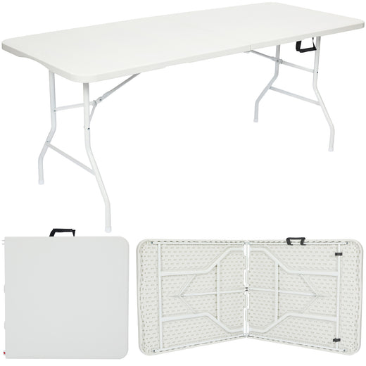 Nyxi 6ft Folding Table – Heavy-Duty & Waterproof (180x74cm) All-White Portable Table
