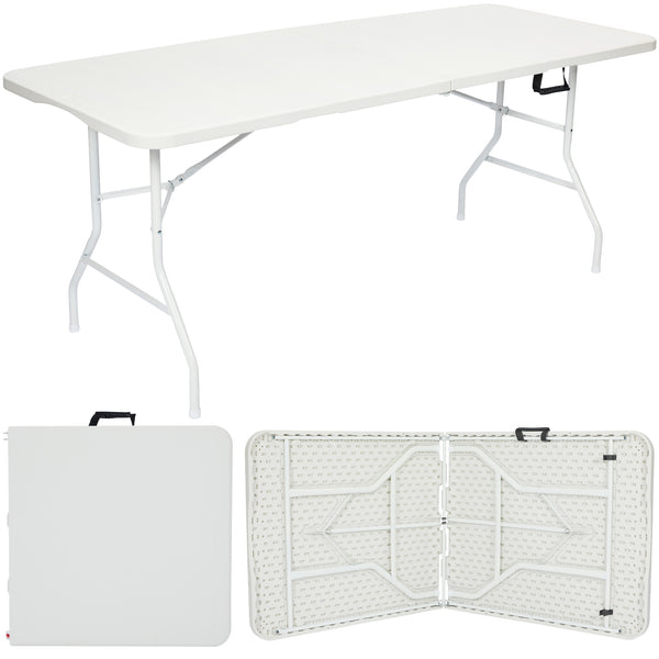 Nyxi 6ft Folding Table – Heavy-Duty & Waterproof (180x74cm) All-White Portable Table