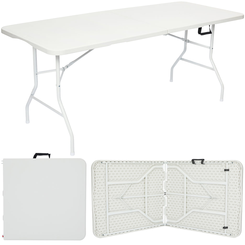 Nyxi 6ft Folding Table – Heavy-Duty & Waterproof (180x74cm) All-White Portable Table