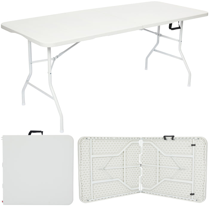 Nyxi 6ft Folding Table – Heavy-Duty & Waterproof (180x74cm) All-White Portable Table
