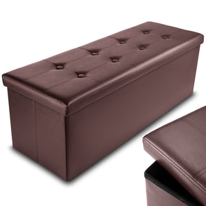 Faux Leather Ottoman Storage Box (Brown) - 110 * 38 * 38 cm