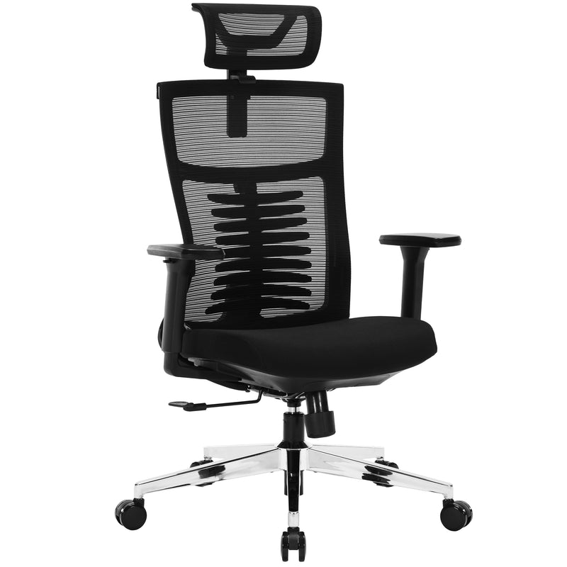 Nyxi Office Chair Premium Ergonomic Foam Seat, 3D Armrests, Headrest & Lumbar Support, 3-Angle Locking (Black)