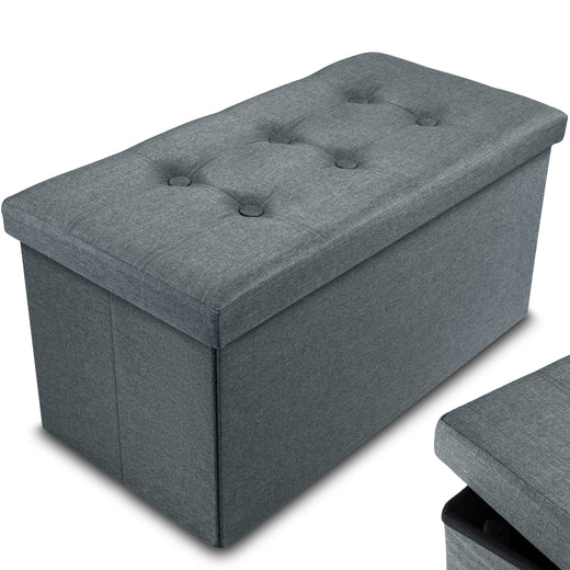 Nyxi Fabric Ottoman Storage Box (Dark Grey) - 76 * 38 * 38cm