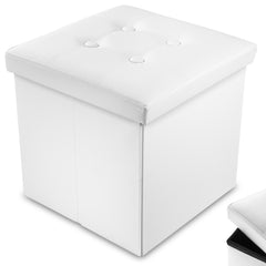 Nyxi Faux Leather Ottoman Storage Box (White) - 38 * 38 * 38cm